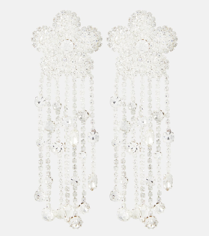 Floral crystal-embellished earrings