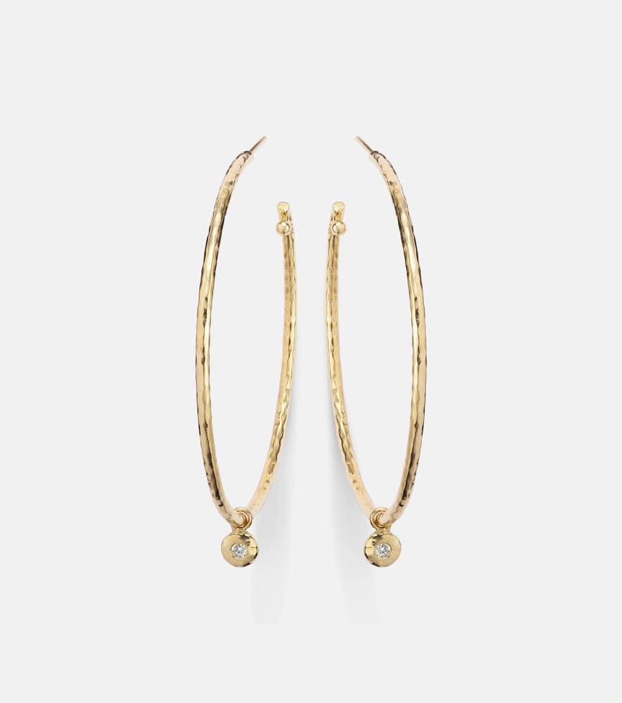 Nesting Gem Medium 18kt gold hoop earrings with diamonds