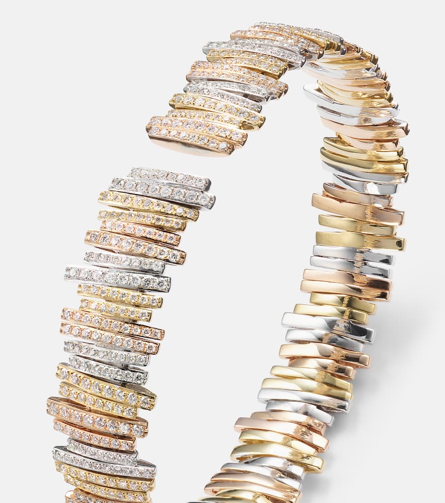 18kt yellow, rose, and white gold bracelet with diamonds