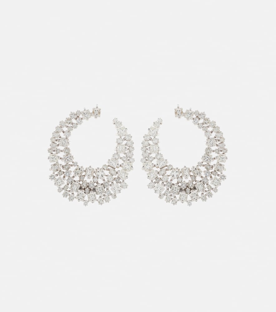18kt white gold hoop earrings with diamonds