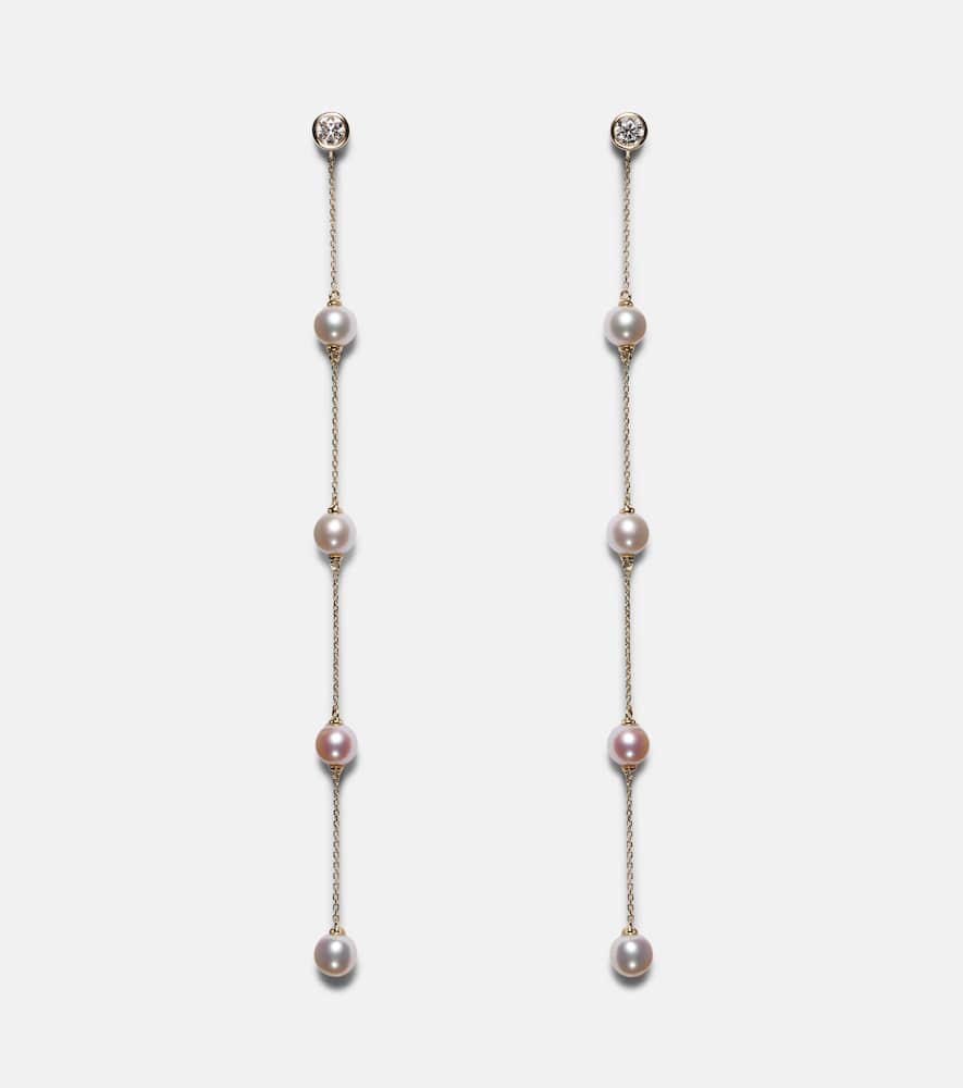 14kt gold earrings with diamonds and pearls