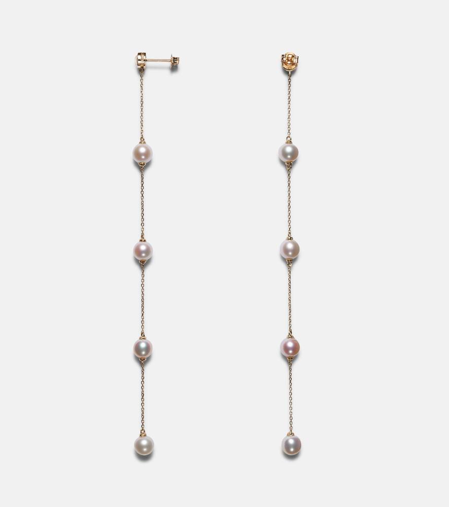 14kt gold earrings with diamonds and pearls