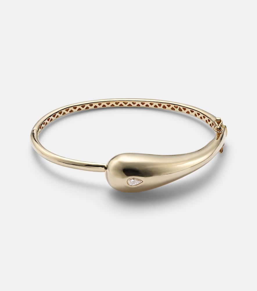 Water Droplet 14kt gold bangle with diamond