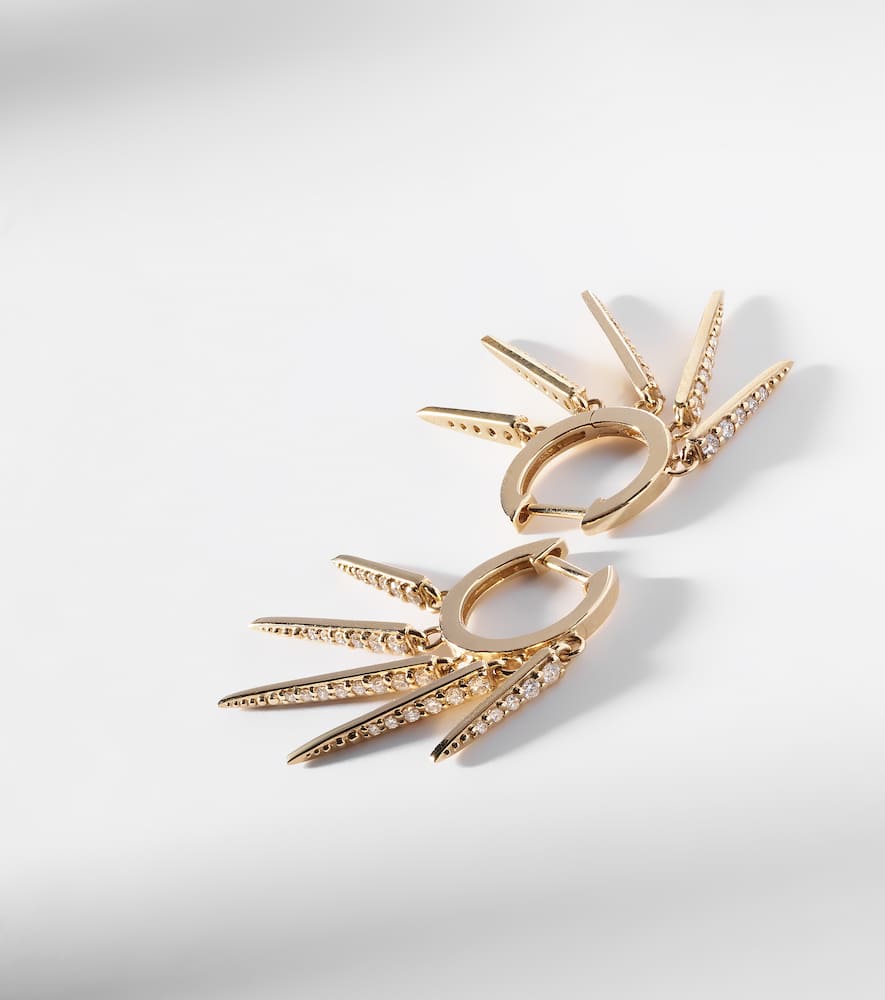 Fringe Huggie 14kt gold hoop earrings with diamonds