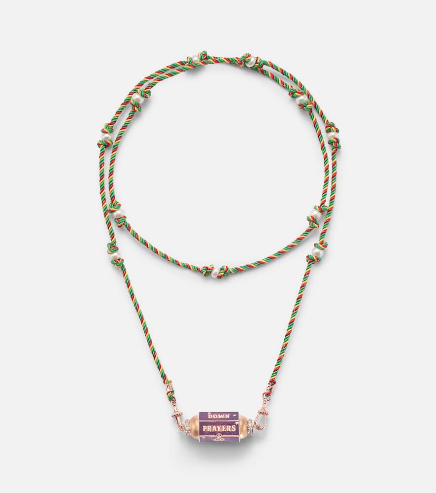 Prayers Box 18kt rose gold locket necklace with diamonds