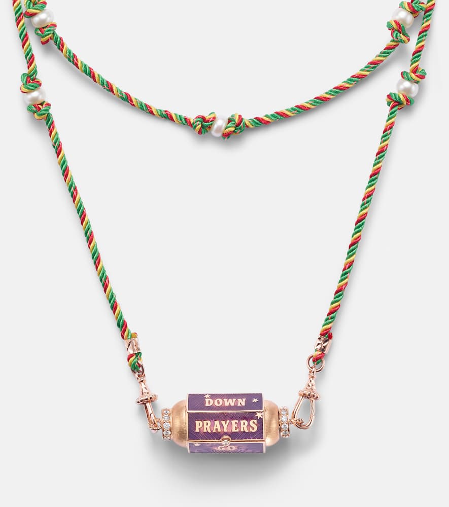 Prayers Box 18kt rose gold locket necklace with diamonds