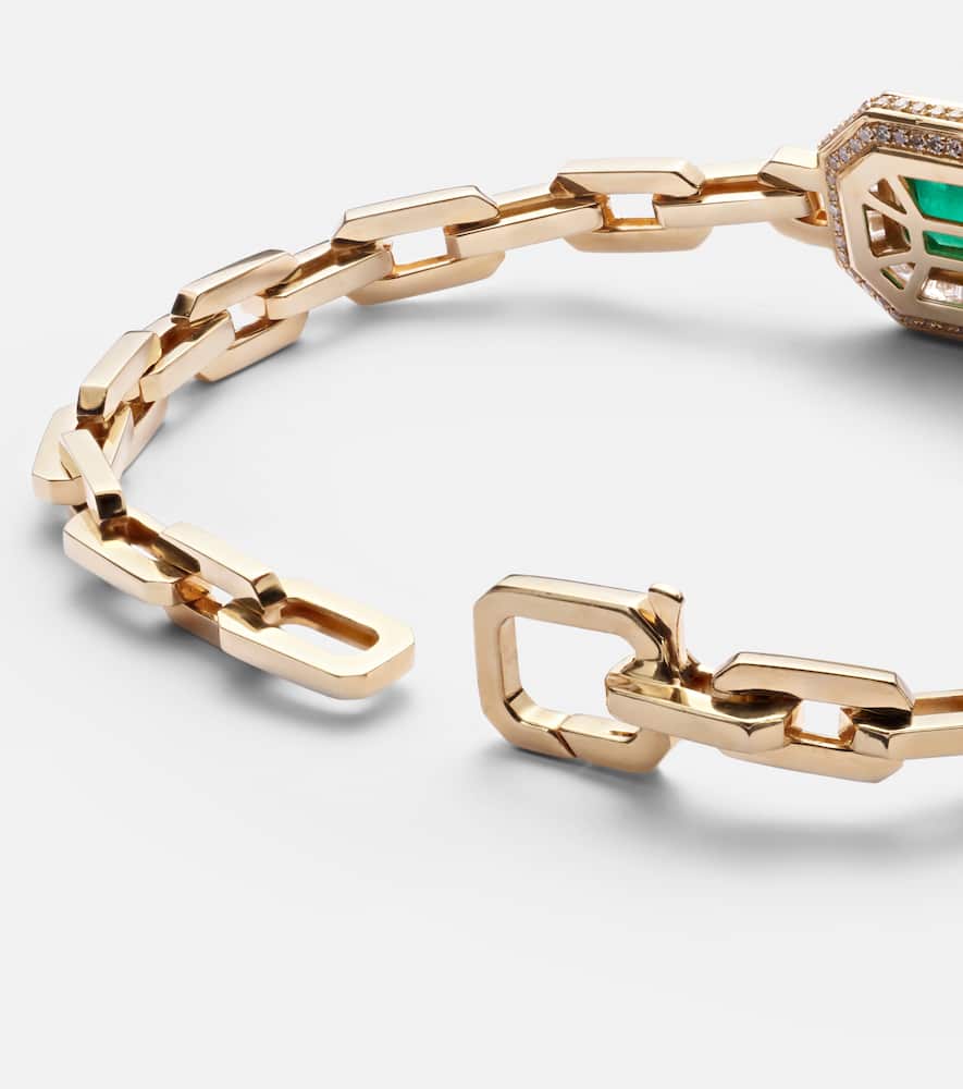 18kt gold bracelet with emerald and diamonds