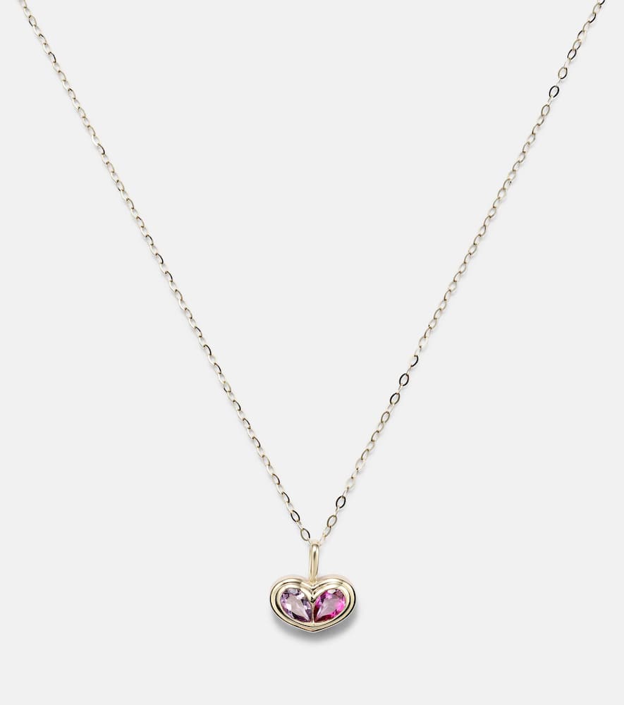 10kt gold pendant necklace with amethyst and topaz