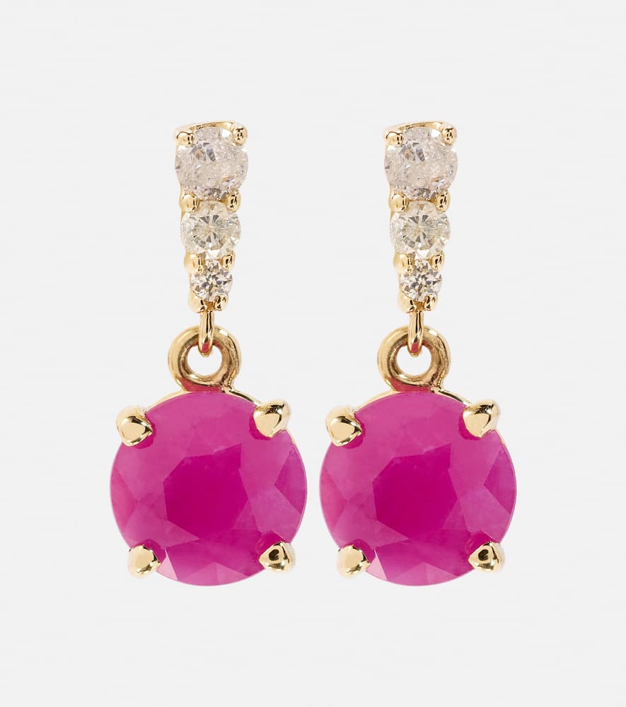 14kt gold earrings with rubies and diamonds