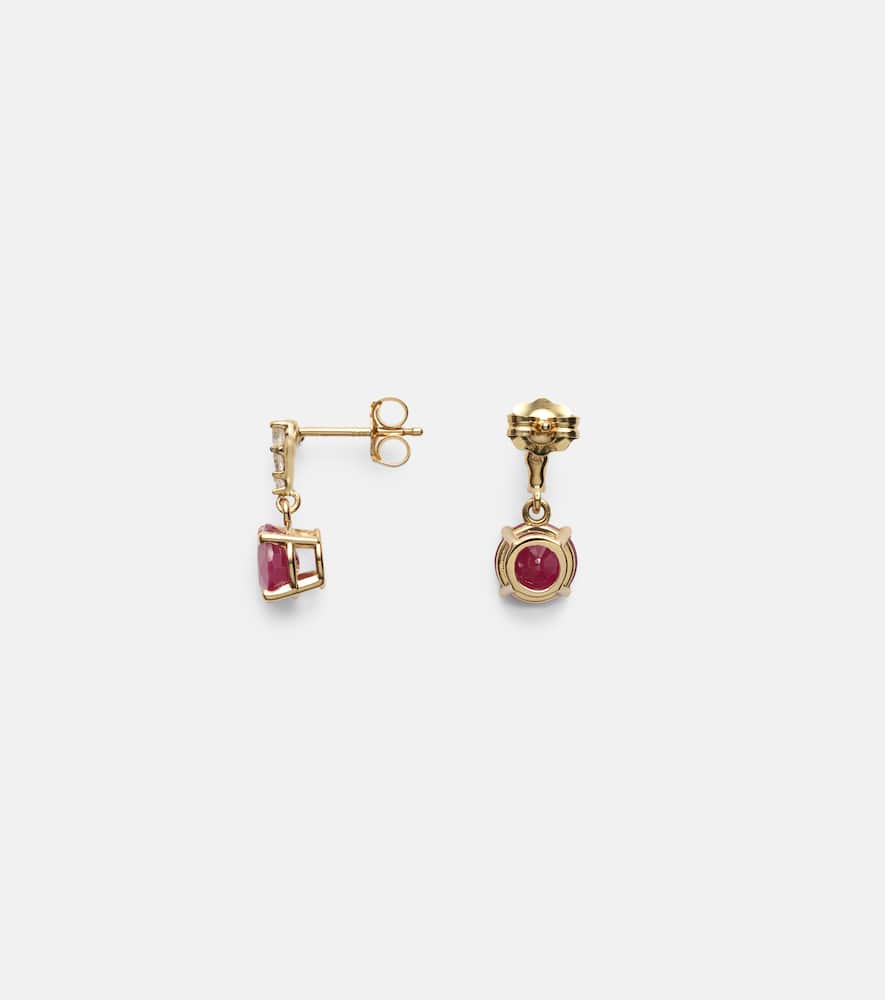 14kt gold earrings with rubies and diamonds