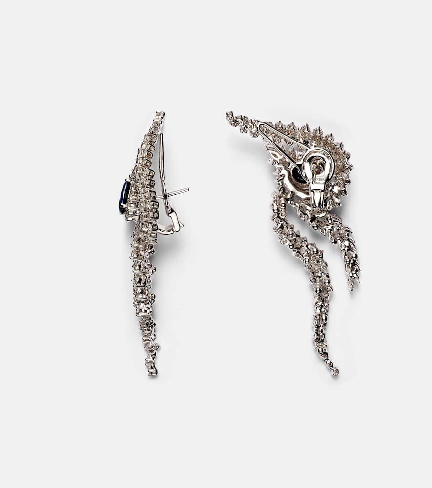 18kt white gold earrings with diamonds and sapphires