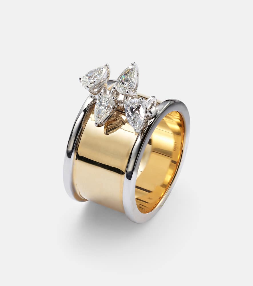 Erin 18kt gold and white gold ring with diamonds