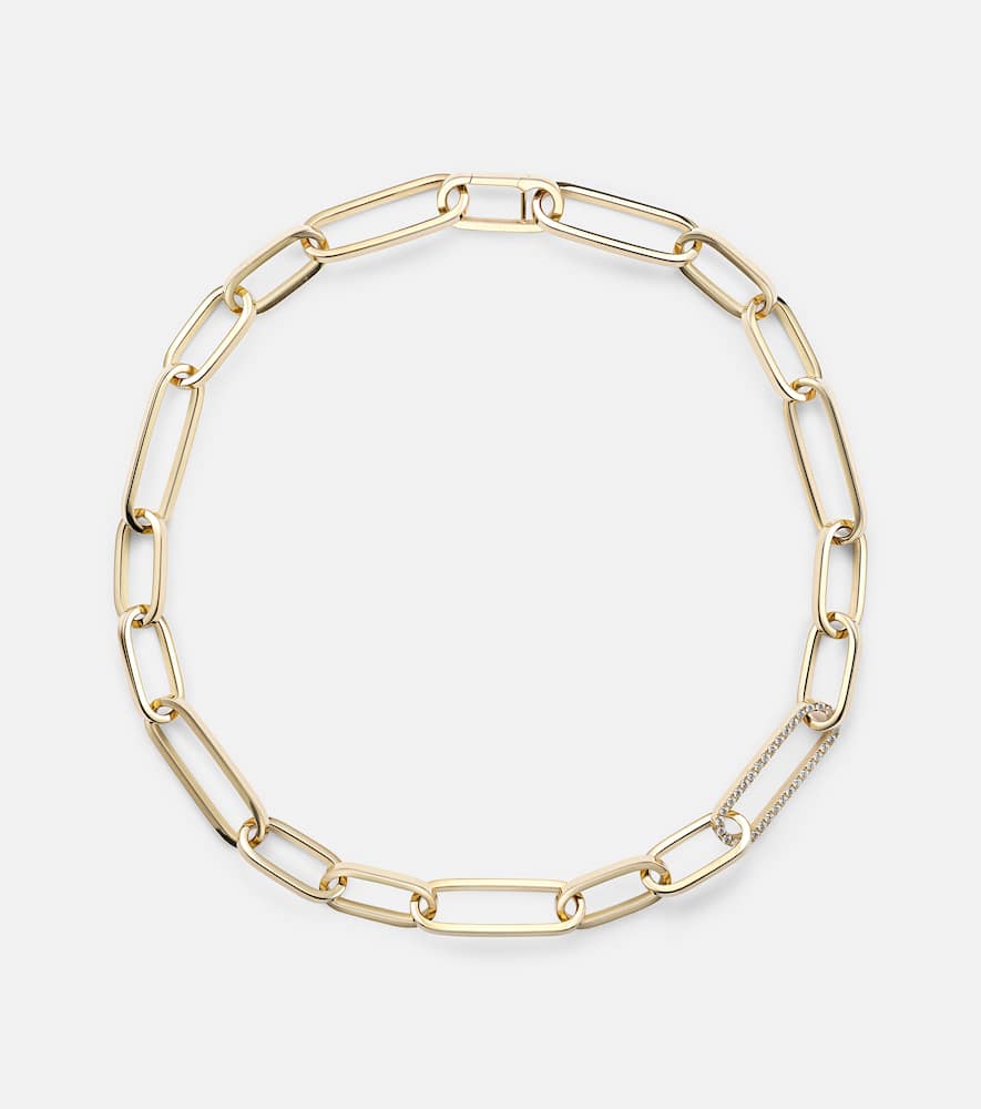 Link 18kt gold necklace with diamonds