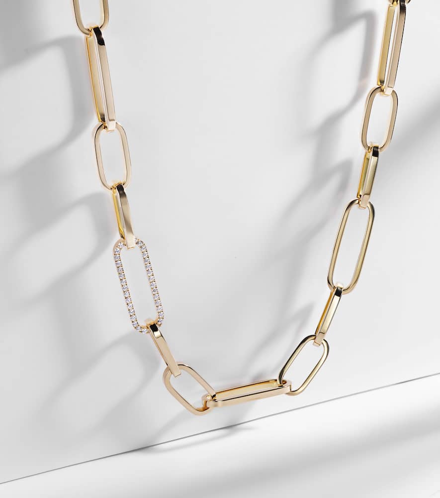 Link 18kt gold necklace with diamonds