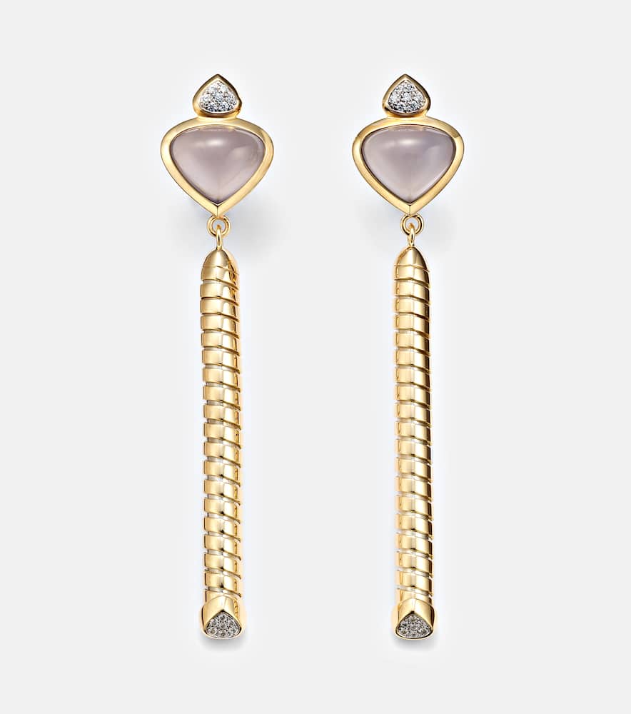 Trisolina 18kt gold drop earrings with chalcedony and diamonds