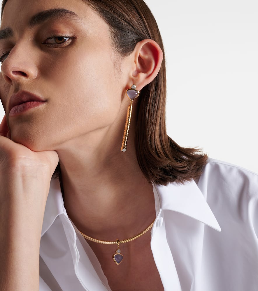 Trisolina 18kt gold drop earrings with chalcedony and diamonds