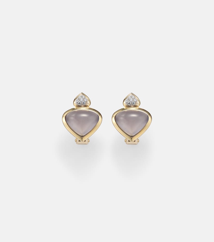 Trisolina 18kt gold earrings with blue chalcedony and diamonds