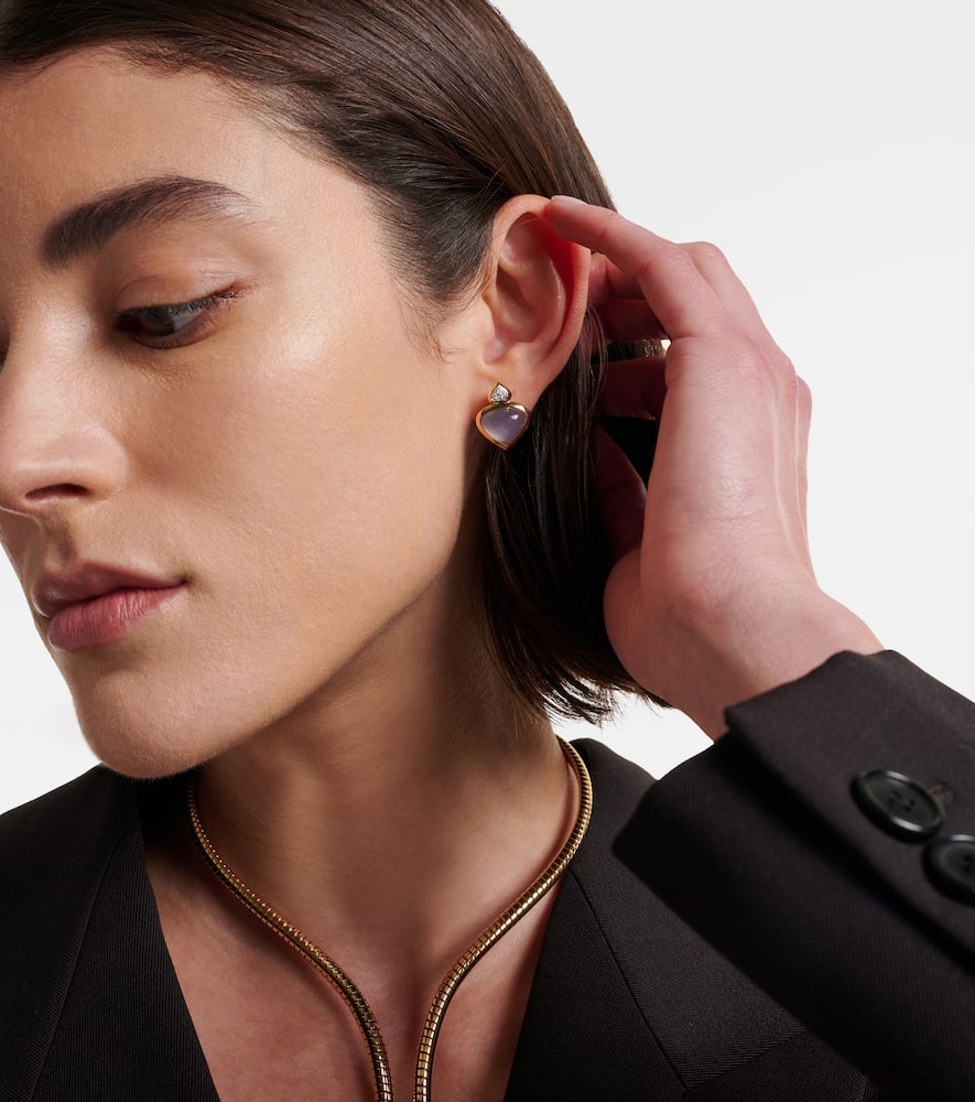 Trisolina 18kt gold earrings with blue chalcedony and diamonds