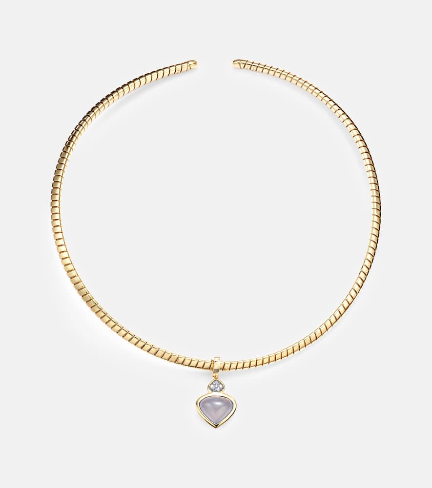 Trisolina 18kt gold necklace with chalcedony and diamonds