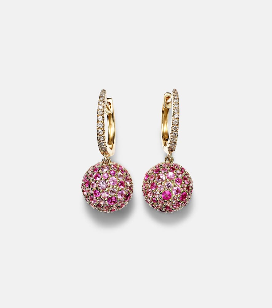Bauble 14kt gold hoop earrings with diamonds and sapphires