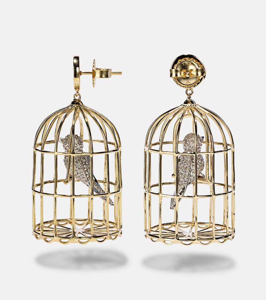 Albert Cage Large 14kt gold earrings with diamonds