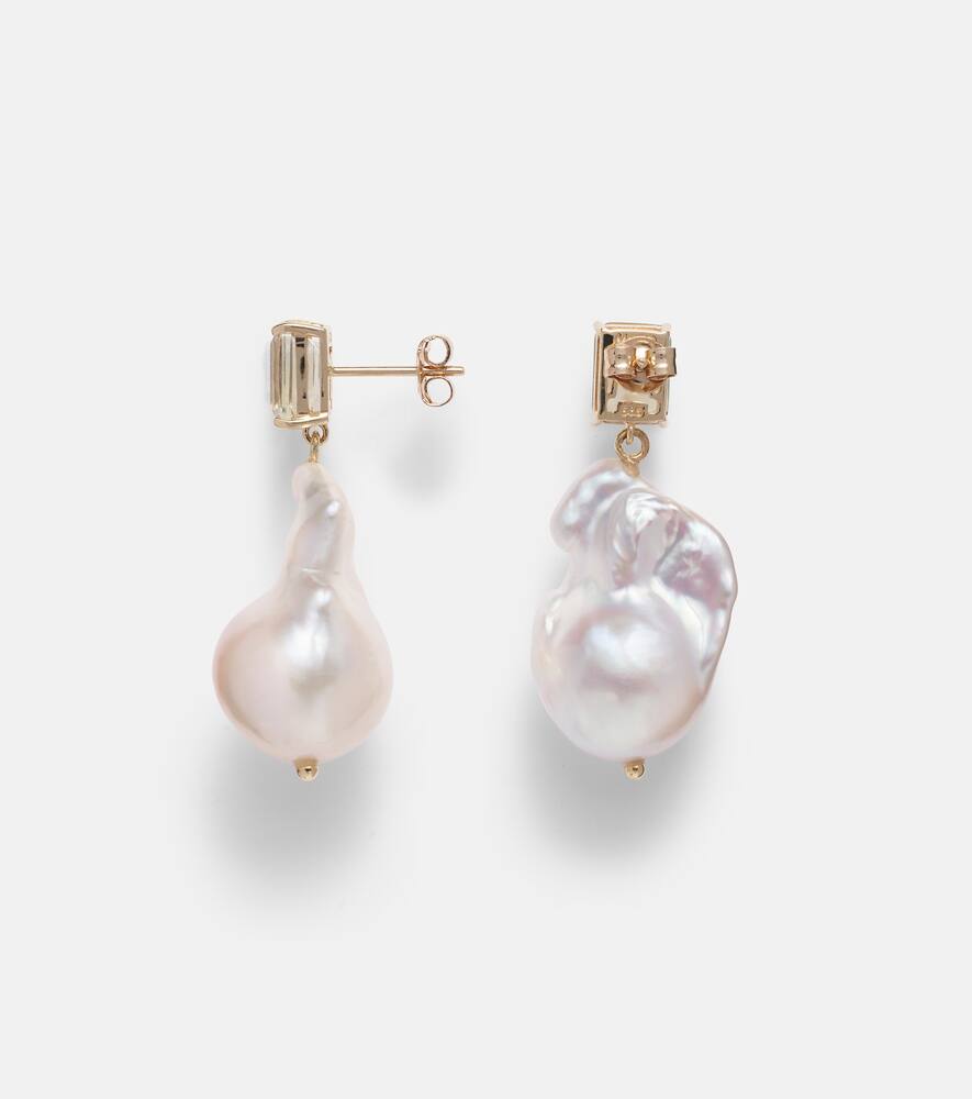 14kt gold drop earrings with amethysts and Baroque pearls
