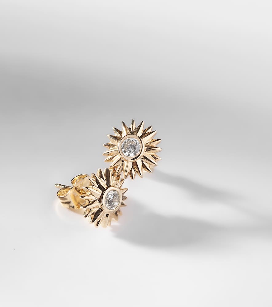 Sunburst 14kt gold earrings with diamonds