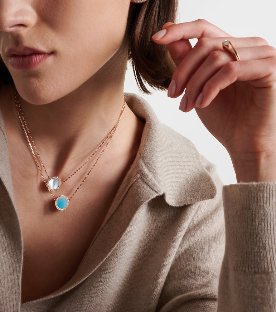 Antifer 18kt rose gold pendant necklace with turquoise and diamonds