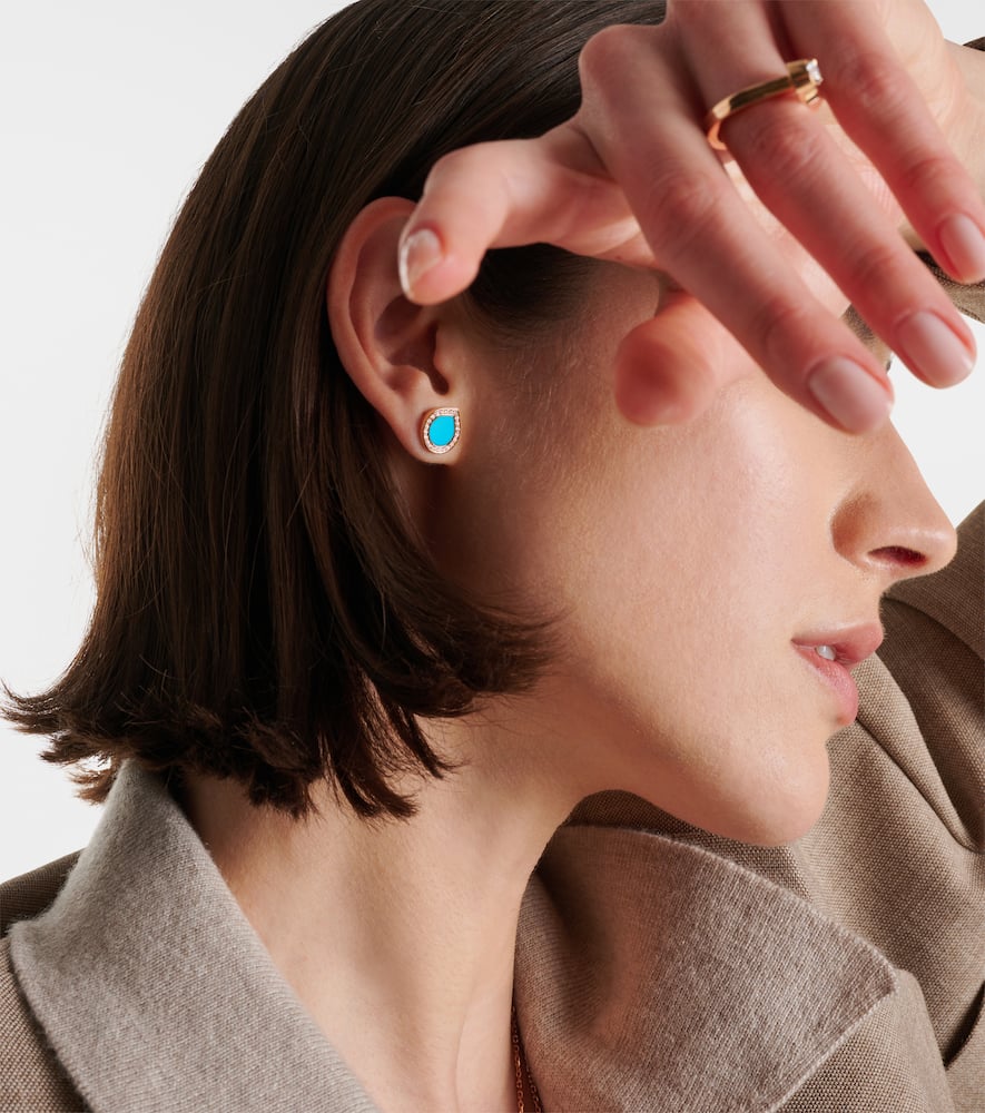 Antifer 18kt rose gold single earring with turquoise and diamonds