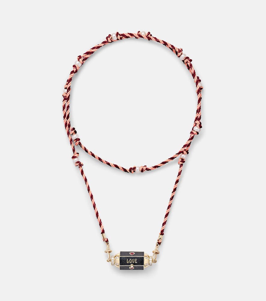 Love Is Blind 18kt gold locket necklace with gemstones