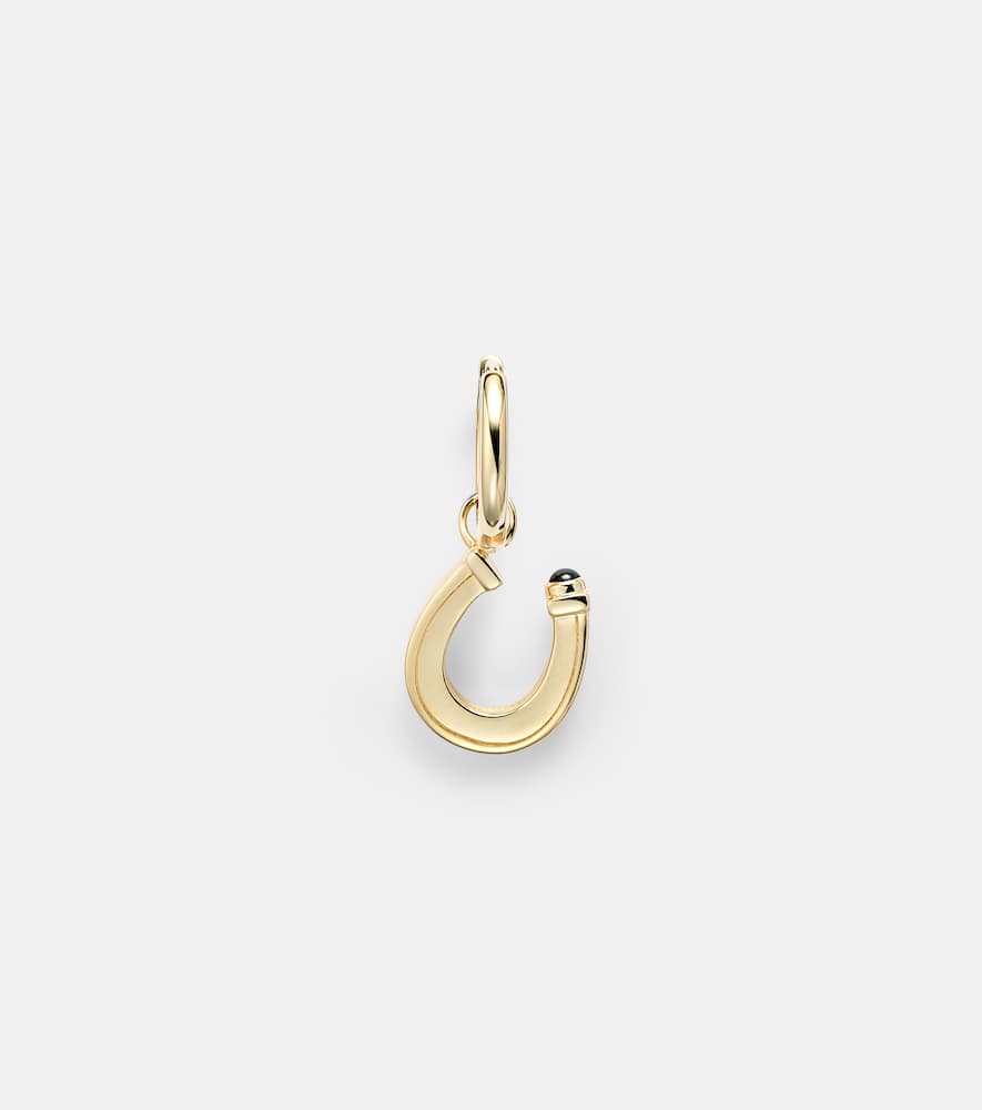 Baby Charm Horseshoe 18kt gold single earring with sapphire