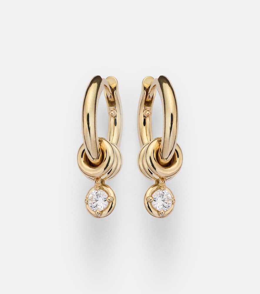 Zahra Micro 18kt gold hoop earrings with diamonds