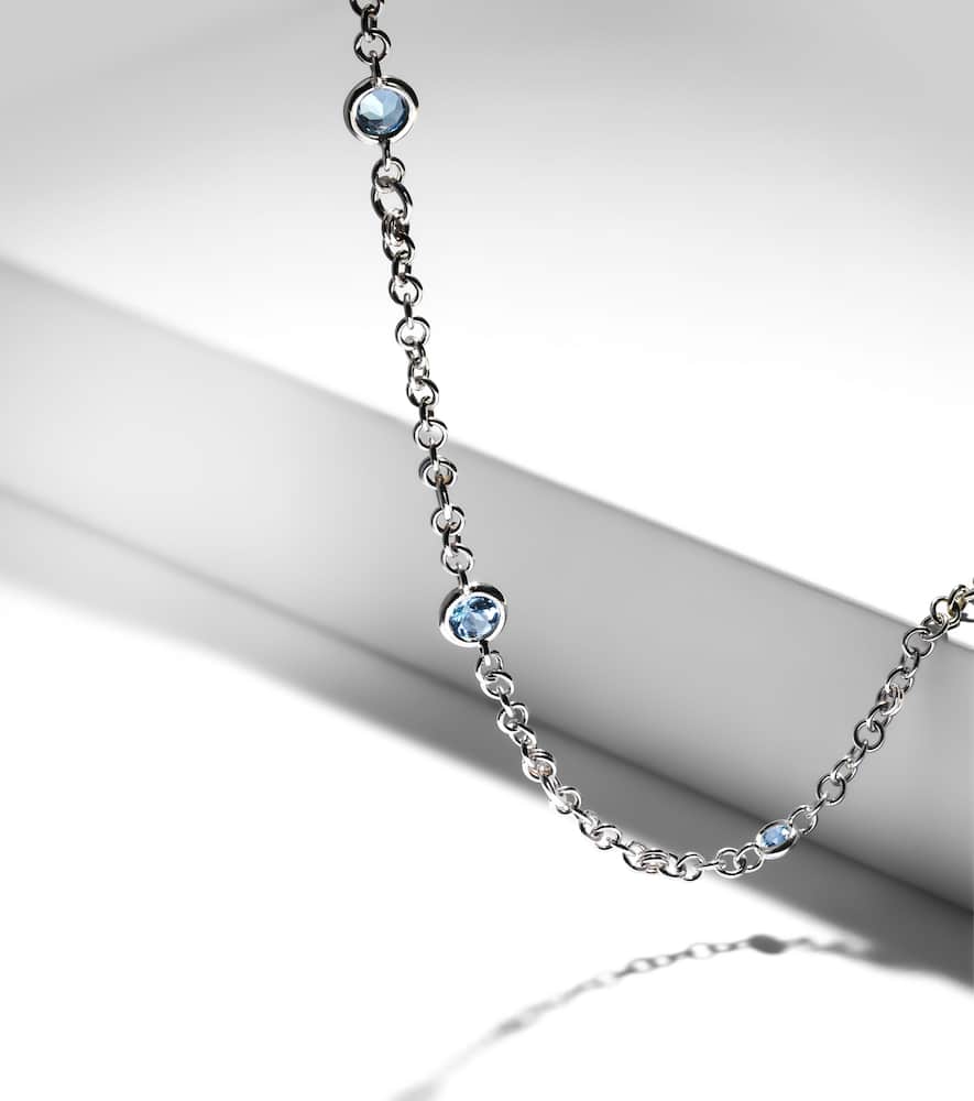 Gravity Estrella sterling silver necklace with aquamarines