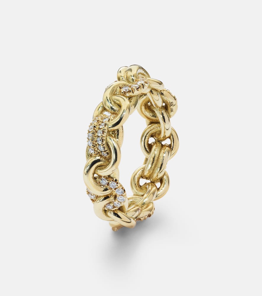 Fused Serpens Medium 18kt gold ring with diamonds