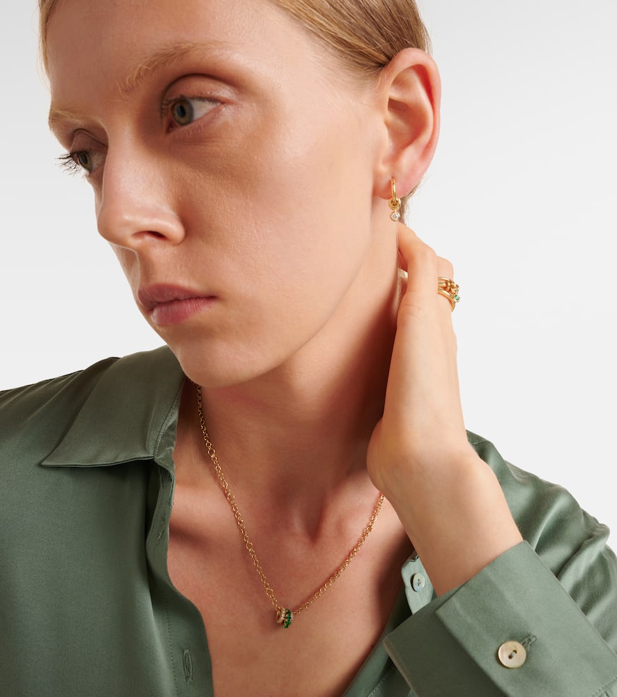 Gravity 18kt gold chain necklace with diamond and emerald