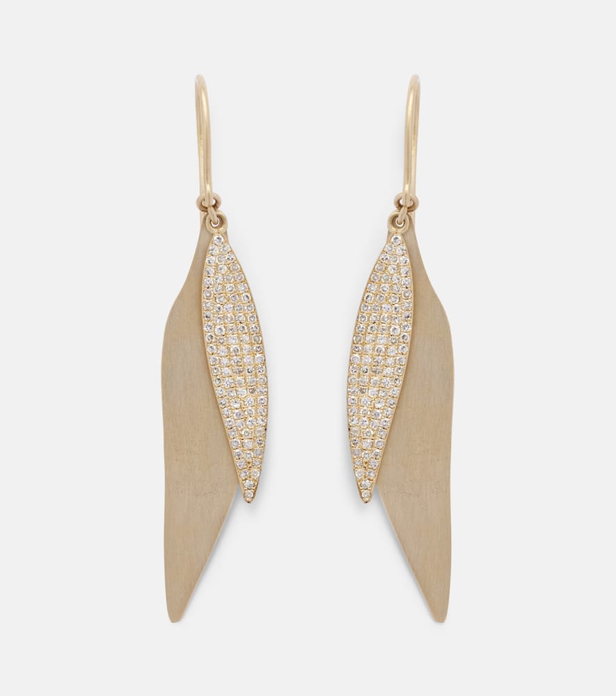Falling Leaves 18kt gold drop earrings with diamonds
