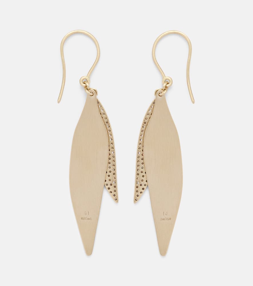 Falling Leaves 18kt gold drop earrings with diamonds