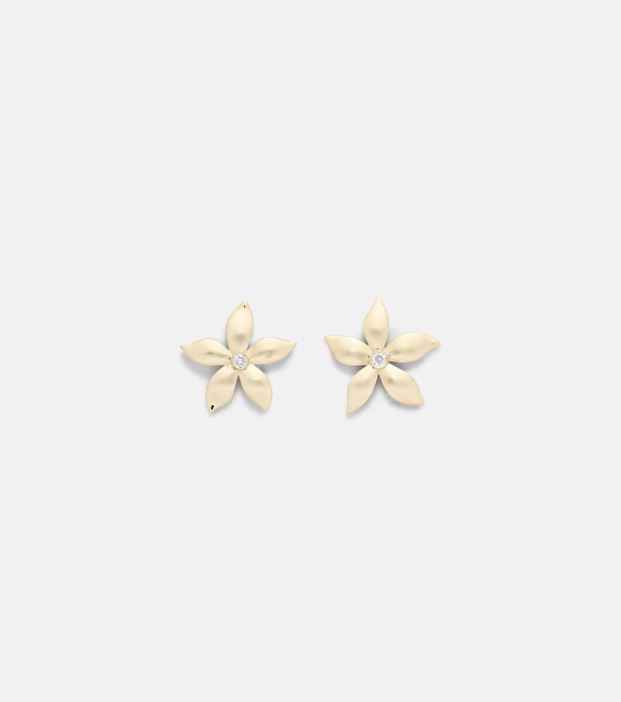 Waterfall Flower 18kt gold earrings with diamonds