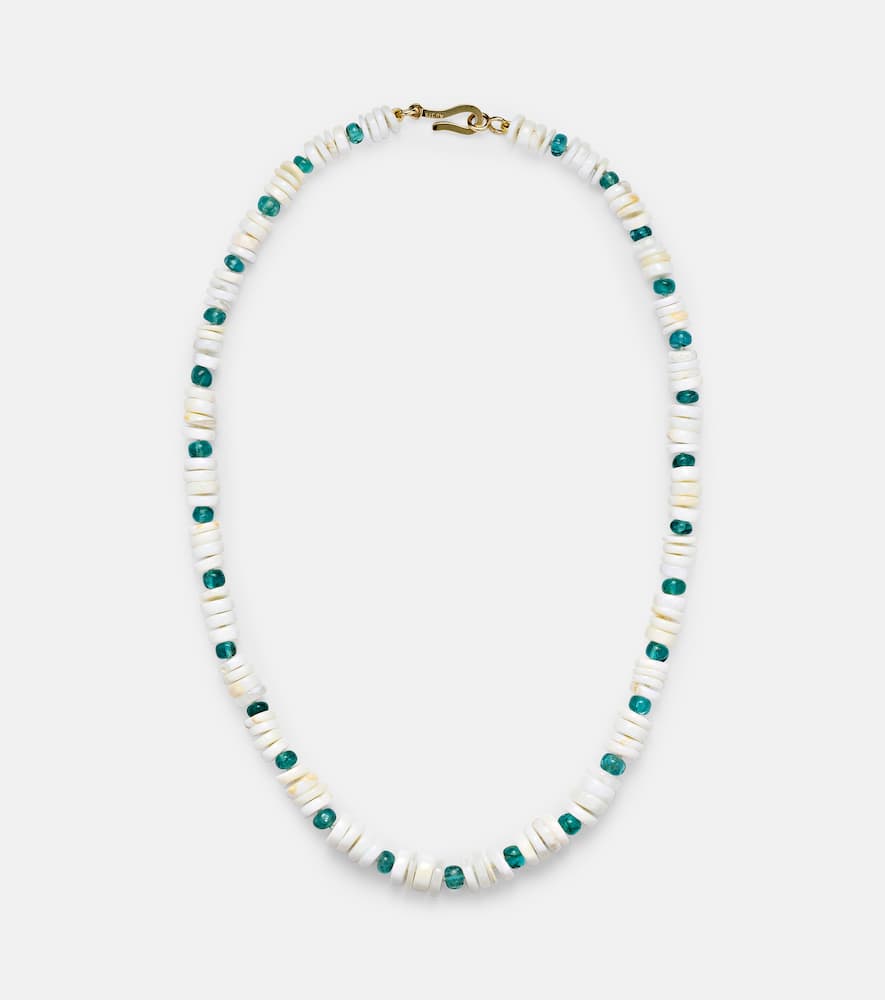 9kt gold beaded necklace with opal and apatite