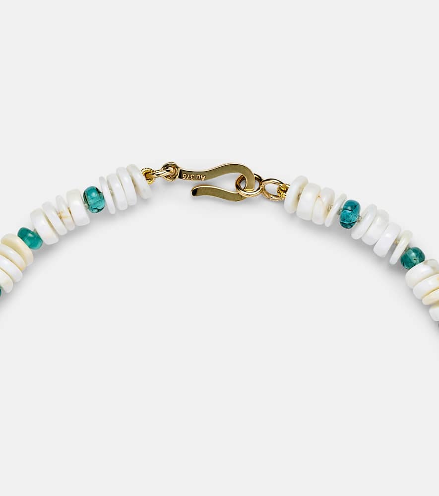 9kt gold beaded necklace with opal and apatite