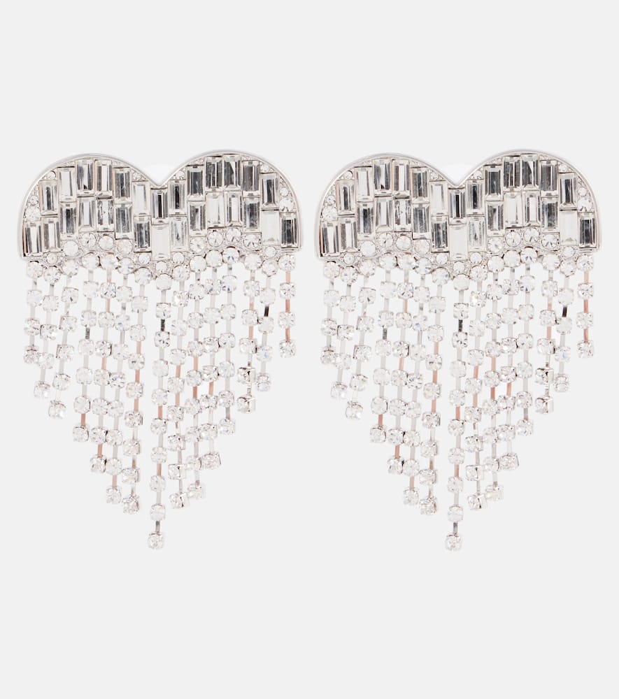 Heart crystal-embellished earrings