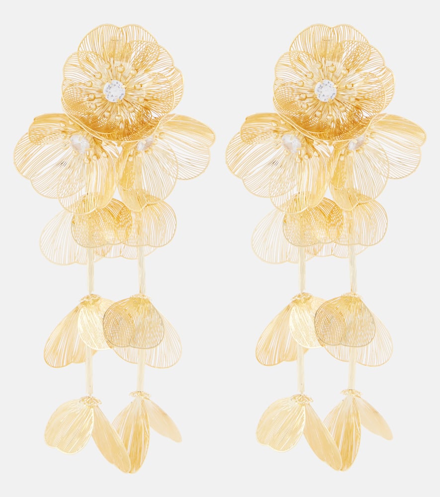 Embellished gold-plated clip-on earrings