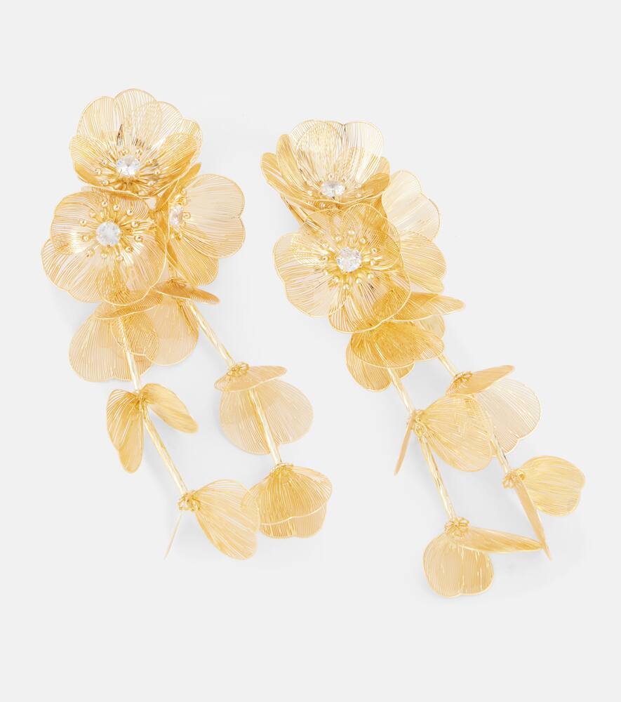 Embellished gold-plated clip-on earrings