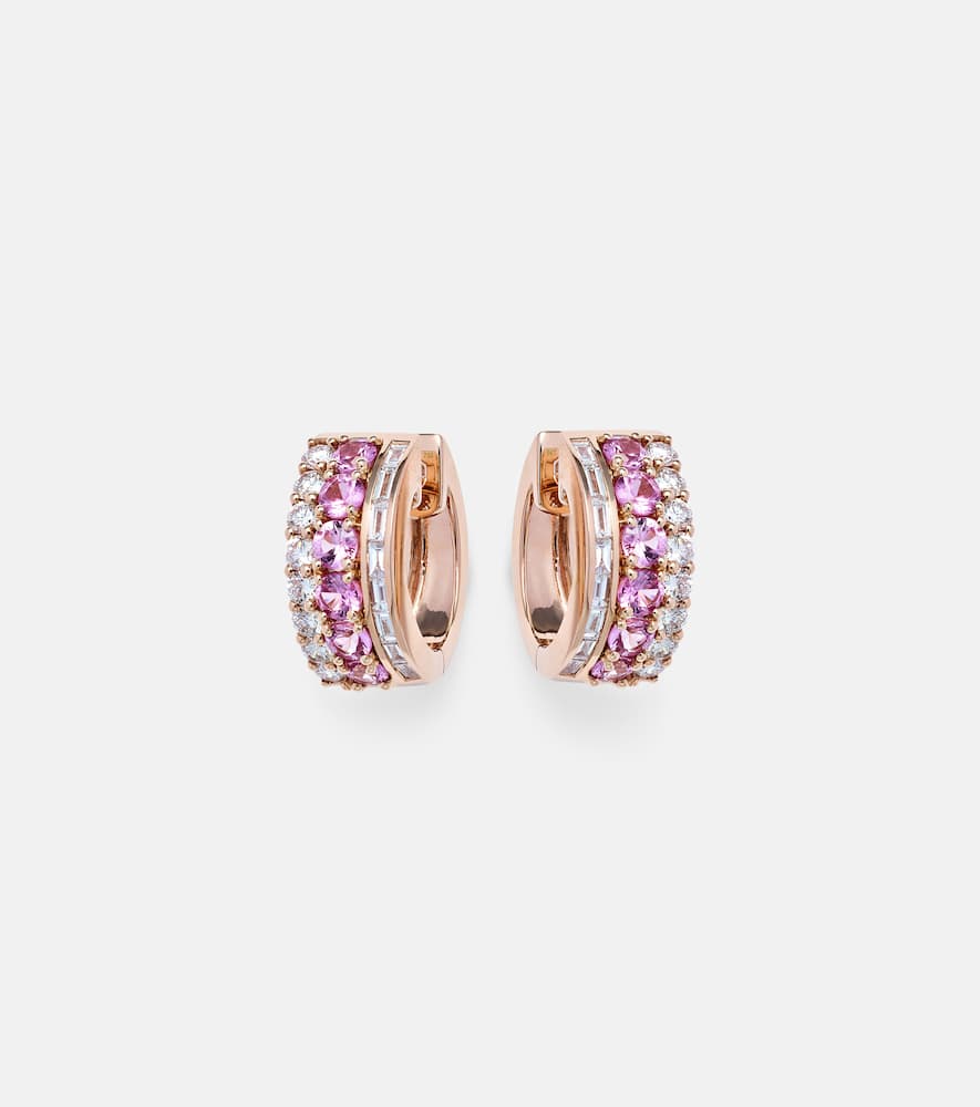 Lola 18kt rose gold hoop earrings with diamonds and sapphires