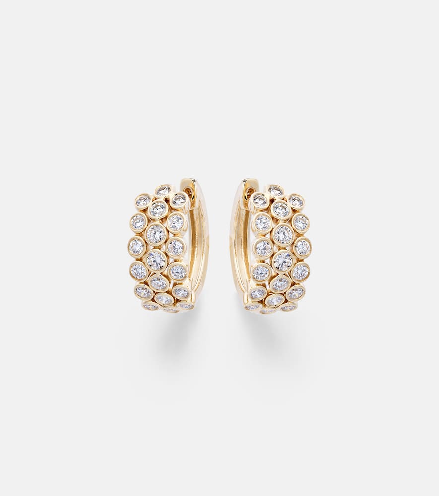 3 Row 18kt gold hoop earrings with diamonds