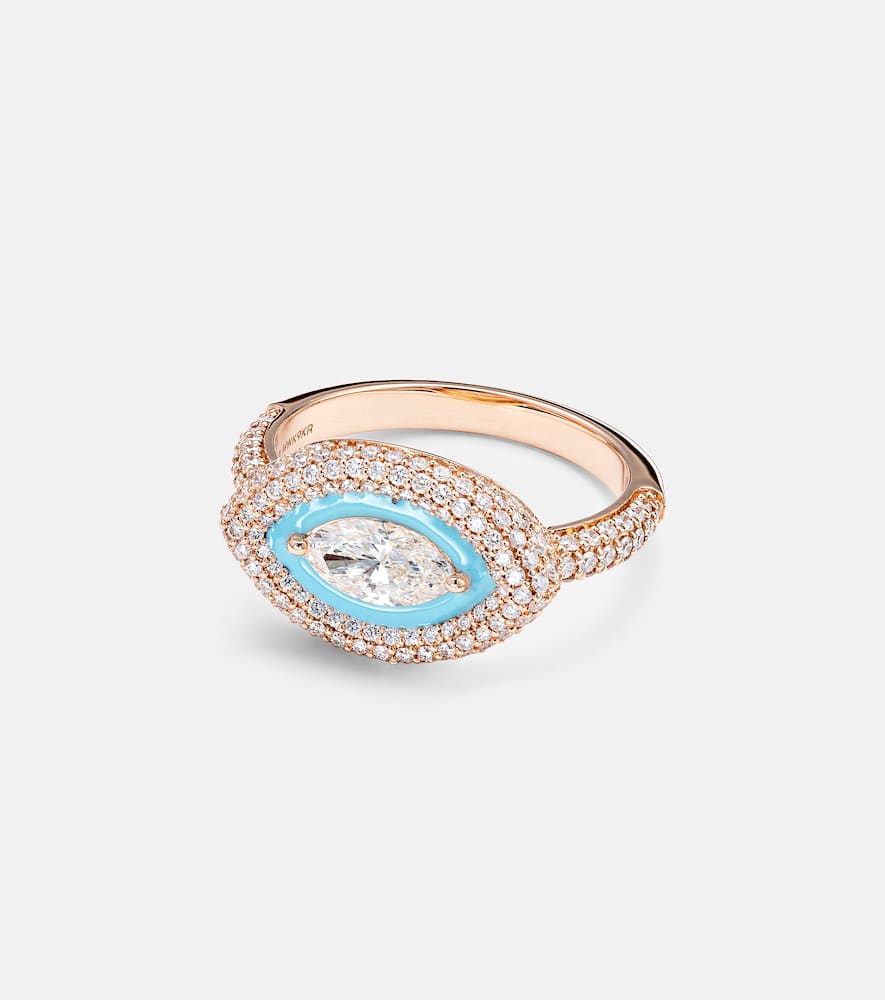 Marquise Eye 18kt rose gold pinky ring with diamonds