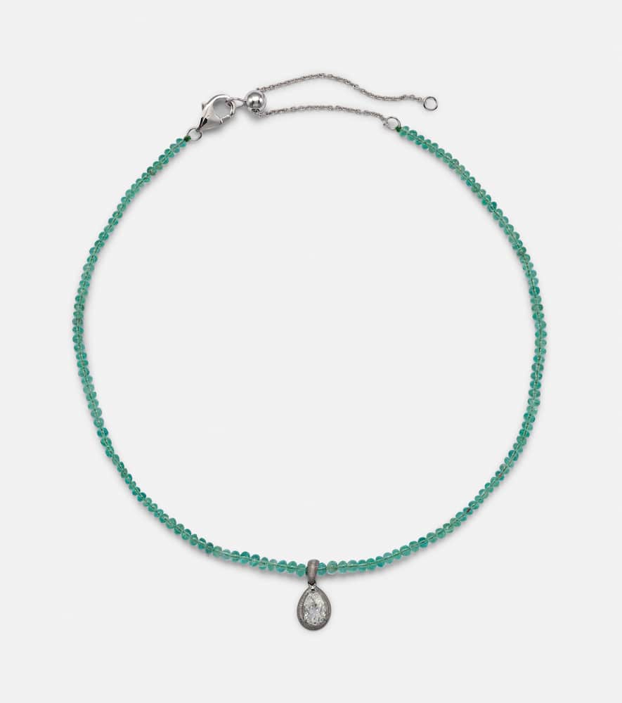 18kt gold necklace with emerald and diamonds