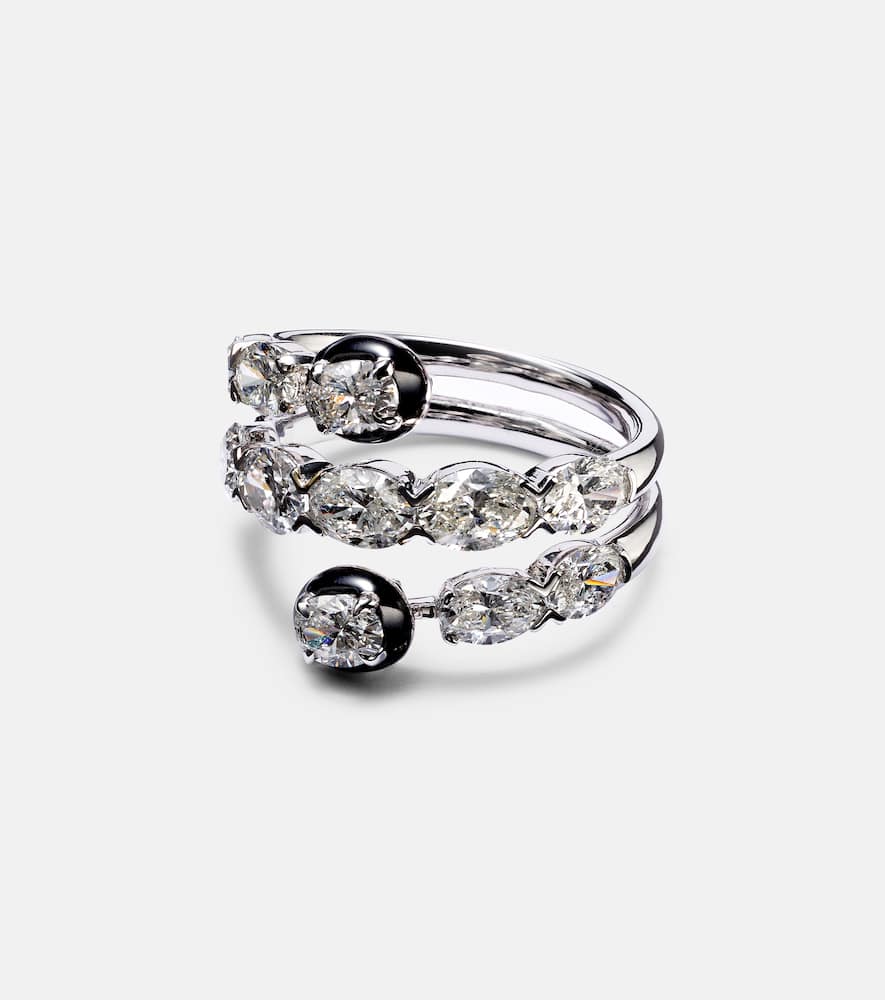 18kt white gold and enamel ring with diamonds