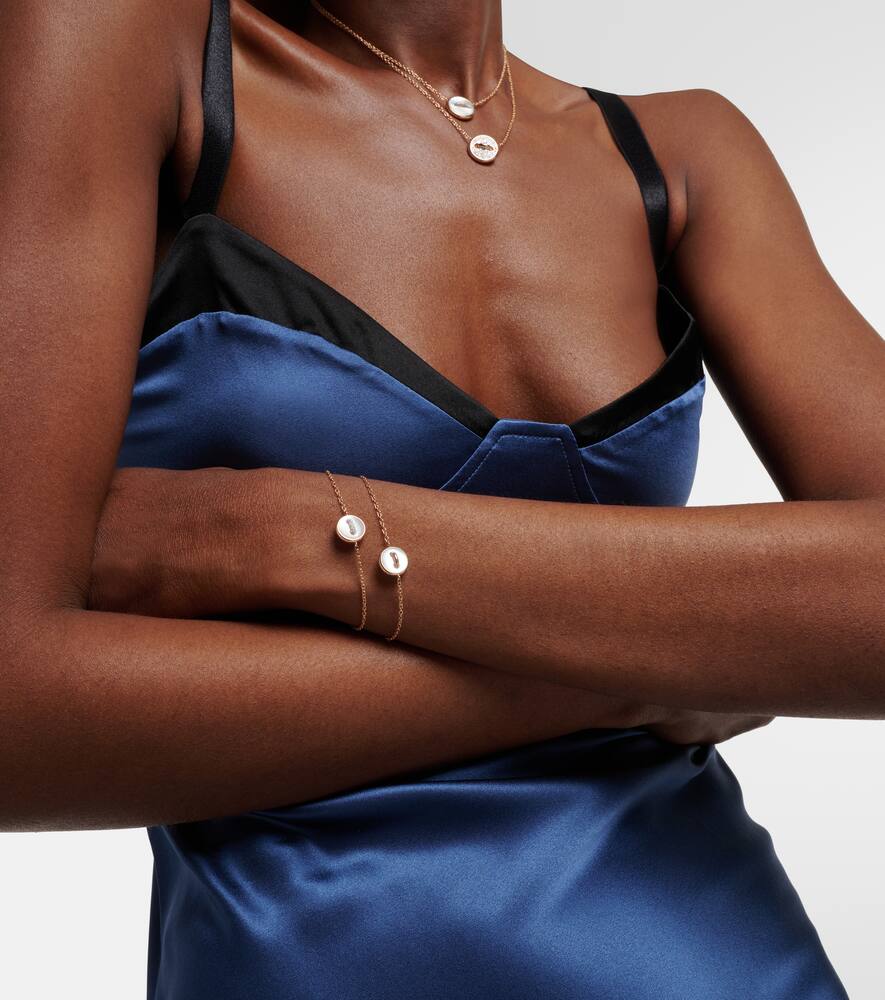 Pom Pom Dot 18kt rhodium-plated rose gold bracelet with mother-of-pearl and diamonds