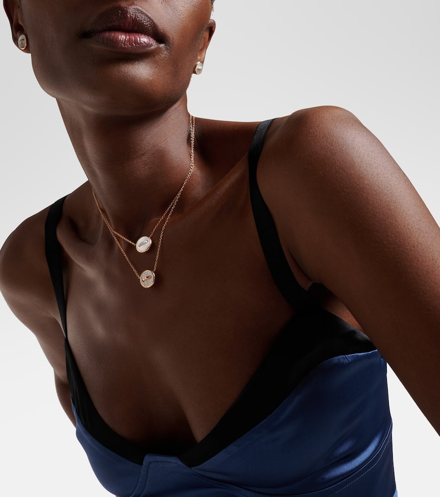 Pom Pom Dot 18kt rose gold pendant necklace with mother-of-pearl and diamonds